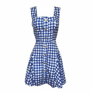 NWT XS Dorothy Blue Gingham Ruffled Dress A-Line Costume Outfit Wizard Oz Wicked